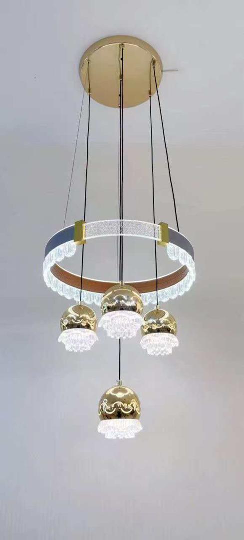 Modern black-and-white LED ring chandelier
