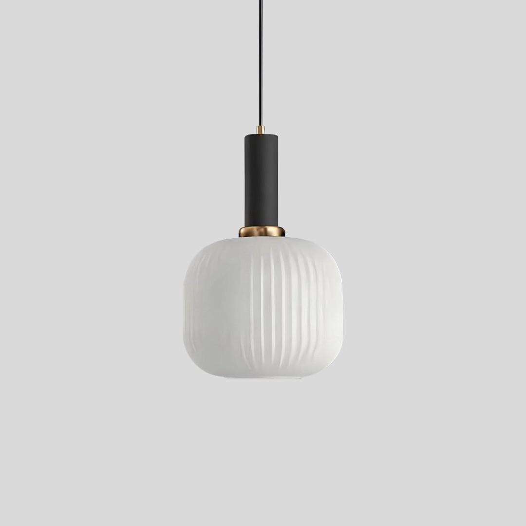 Ribbed Glass Globe Pendant Light