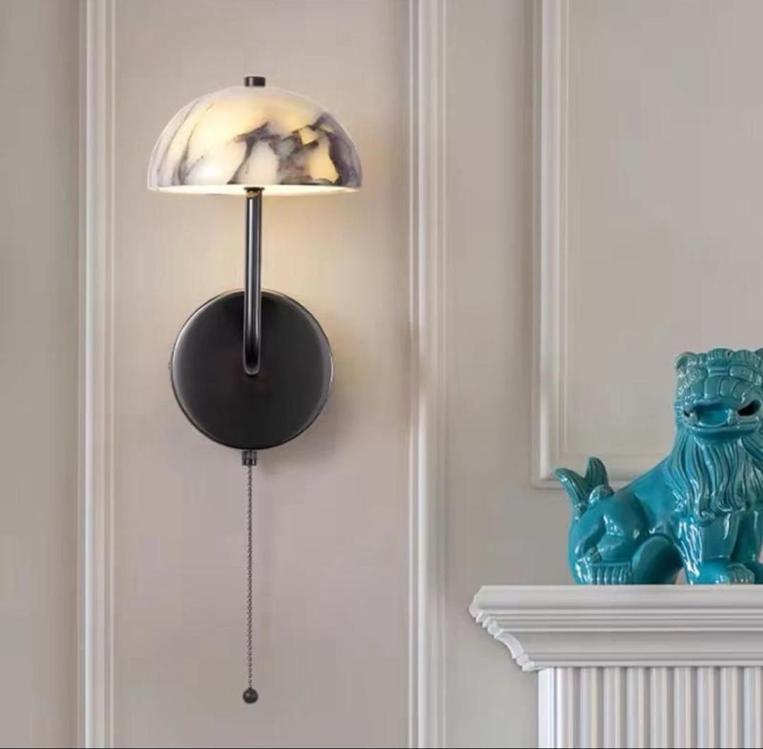 Marble Dome Wall Light with Pull Chain