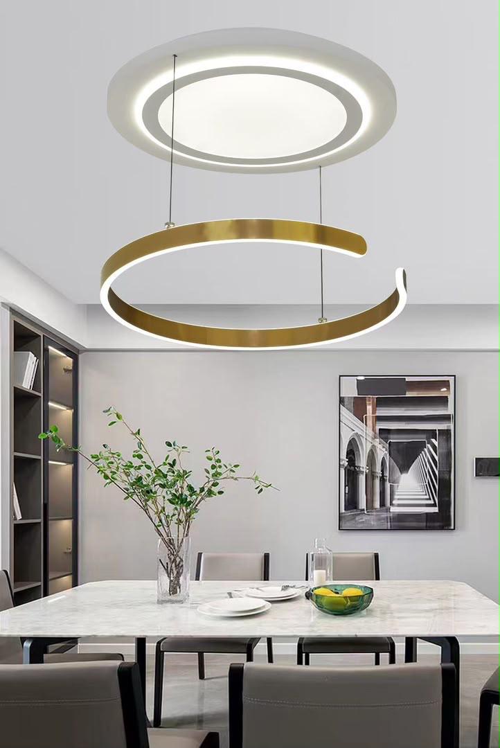 Modern Luxury LED Pendant Chandelier – Gold Ring Ceiling Light