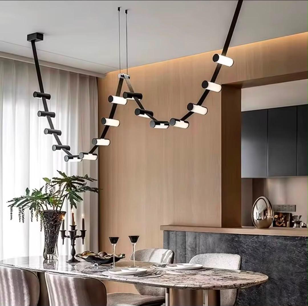 Zigzag Linear LED Pendant Chandelier – Cylindrical Rod Light