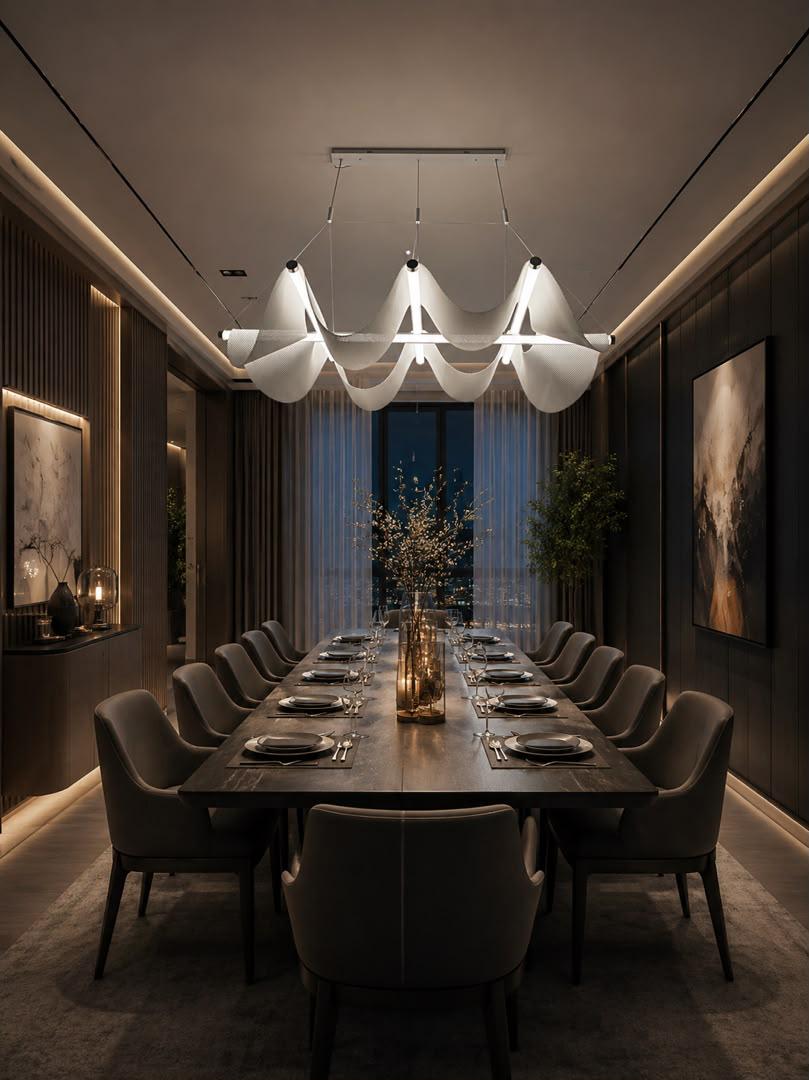 Wave-Design LED Linear Pendant Chandelier – Sculptural Dining Light