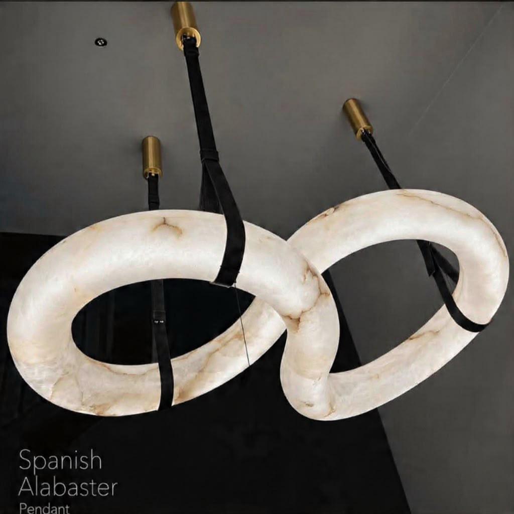 Spanish Alabaster Interlocking Ring Pendant Chandelier