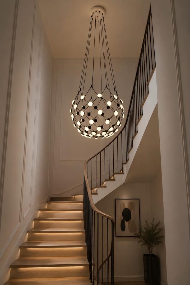 Mesh Sphere Multi-Bulb Chandelier – Geometric Globe Pendant