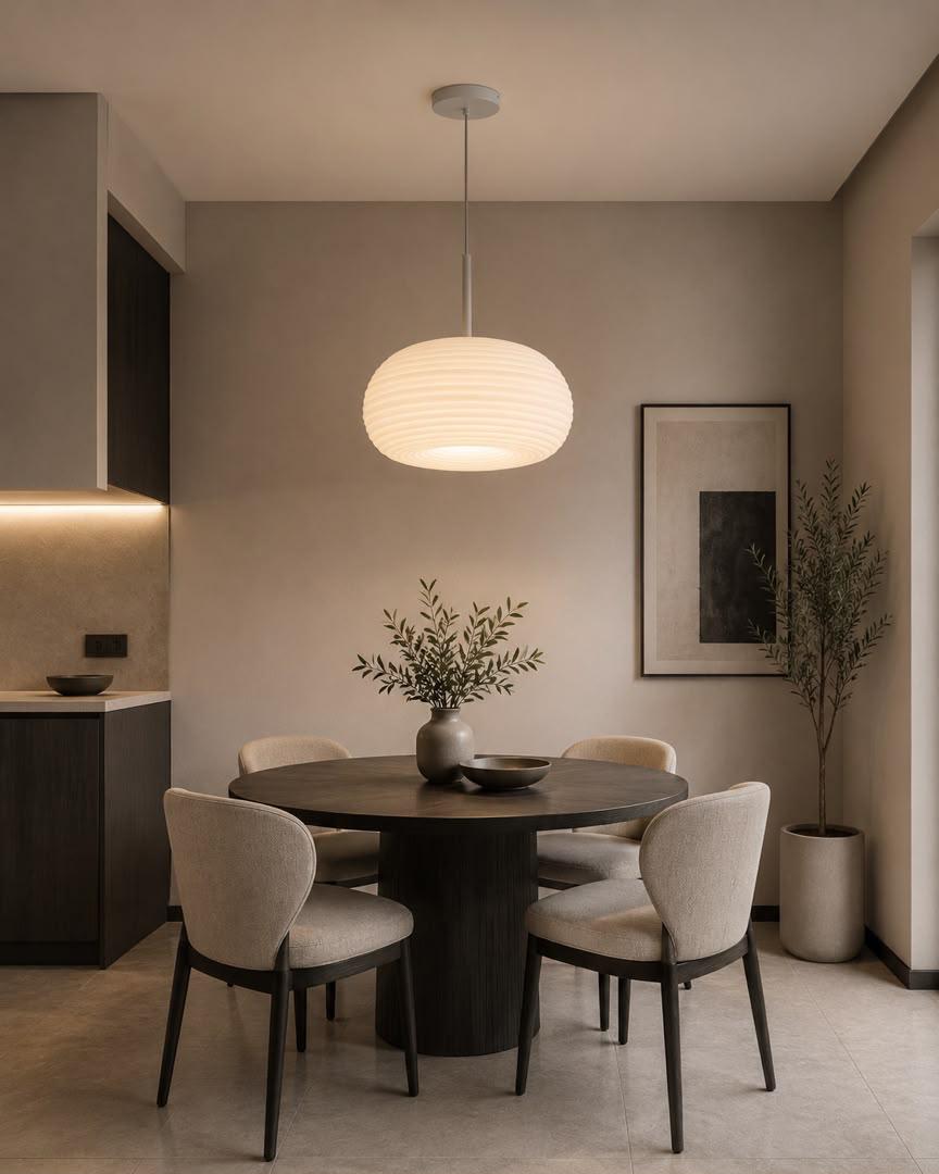 Ribbed White Oval Pendant Light – Minimalist Ceramic-Style Shade