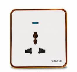 13A Single Universal Socket with LED Indicator – White and Gold