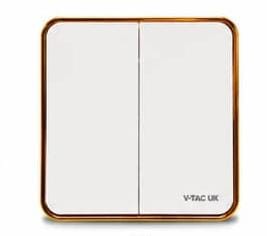 2-Gang Light Switch – White and Gold Trim Wall Switch