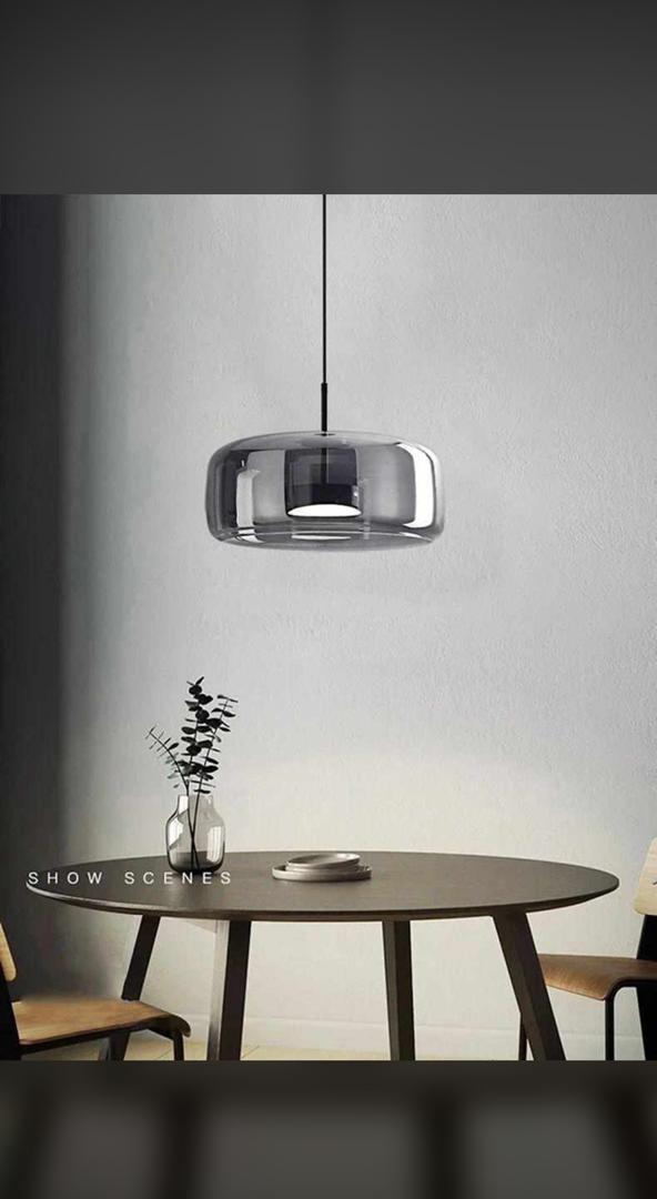 Single Drum Glass Pendant Light – Wide Smoked Glass Shade