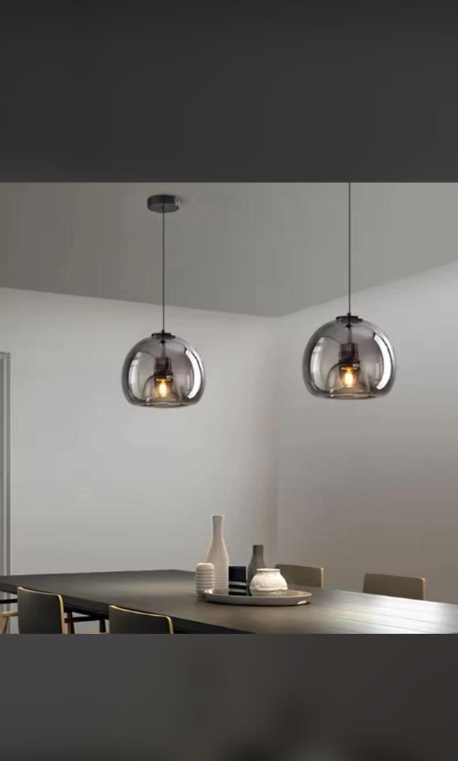Single Globe Glass Pendant Light – Smoked Round Shade
