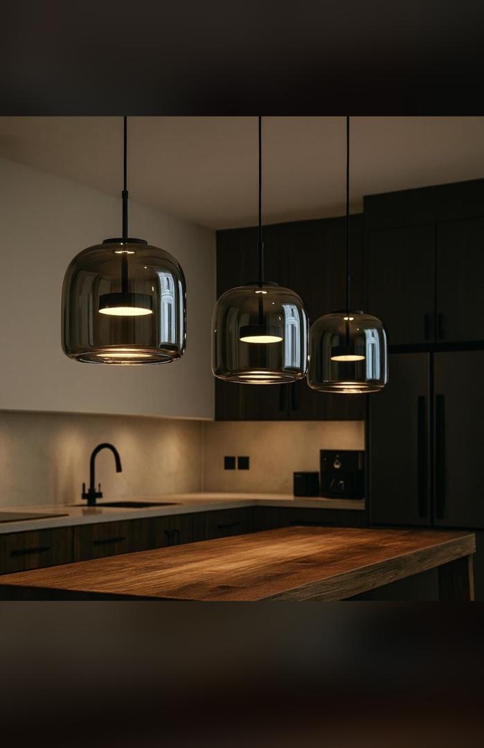 Modern 3-Light Cylinder Pendant Set – Staggered Smoked Glass